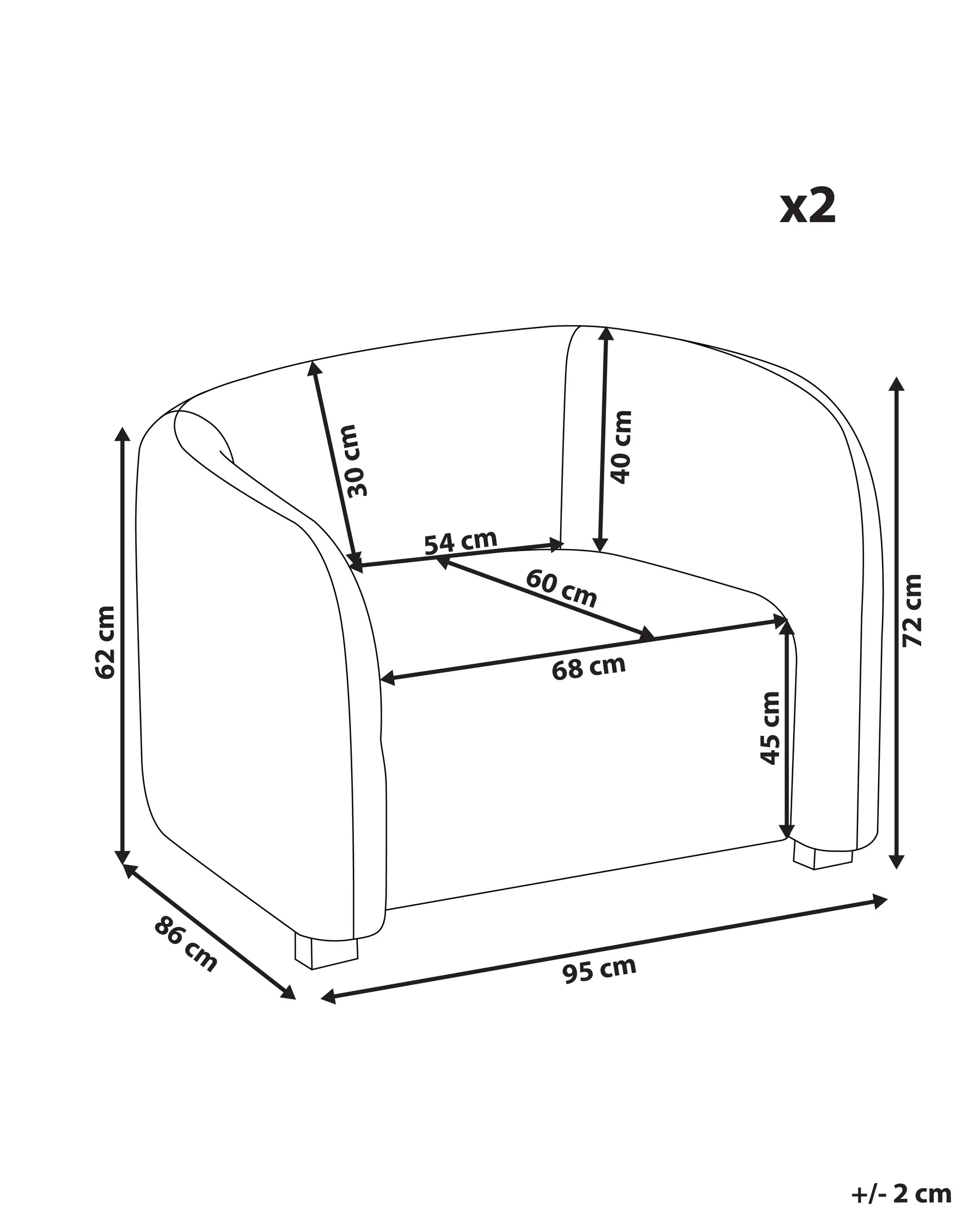 Set of 2 Armchairs VELTADA Velvet Off-White