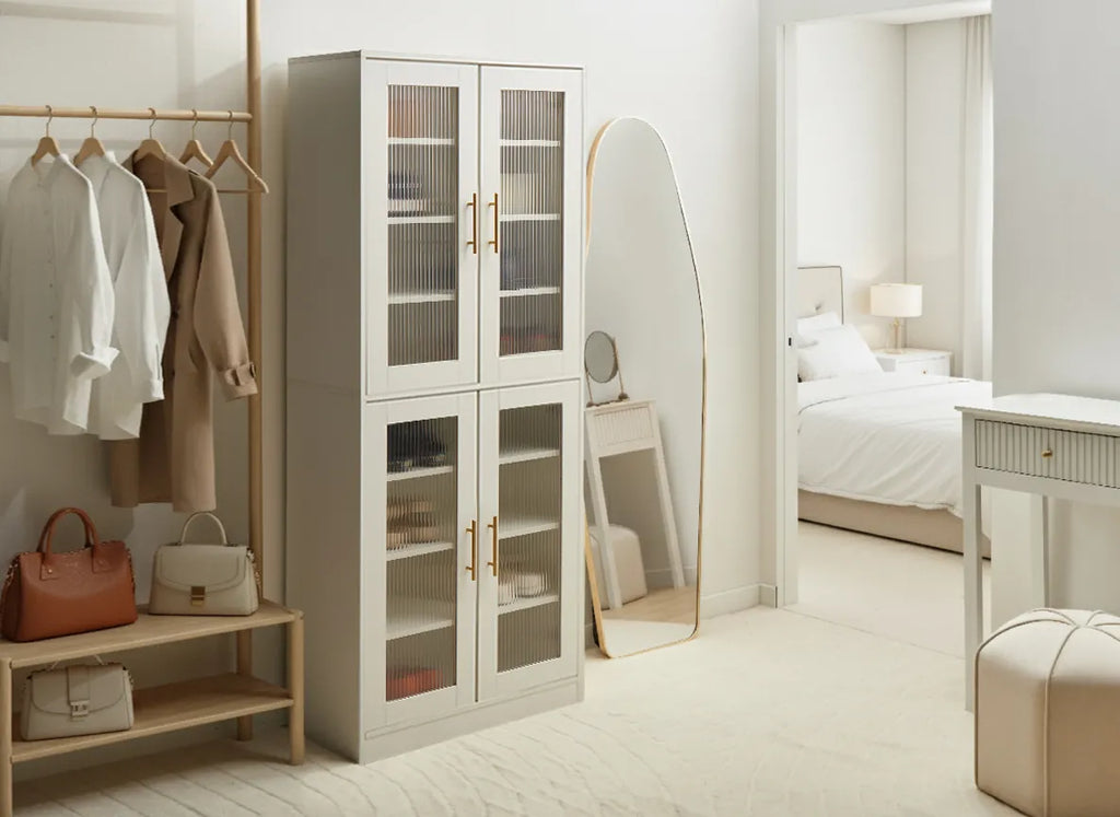 Shoe Storage Cabinet GRIFFITH With LED Lights White