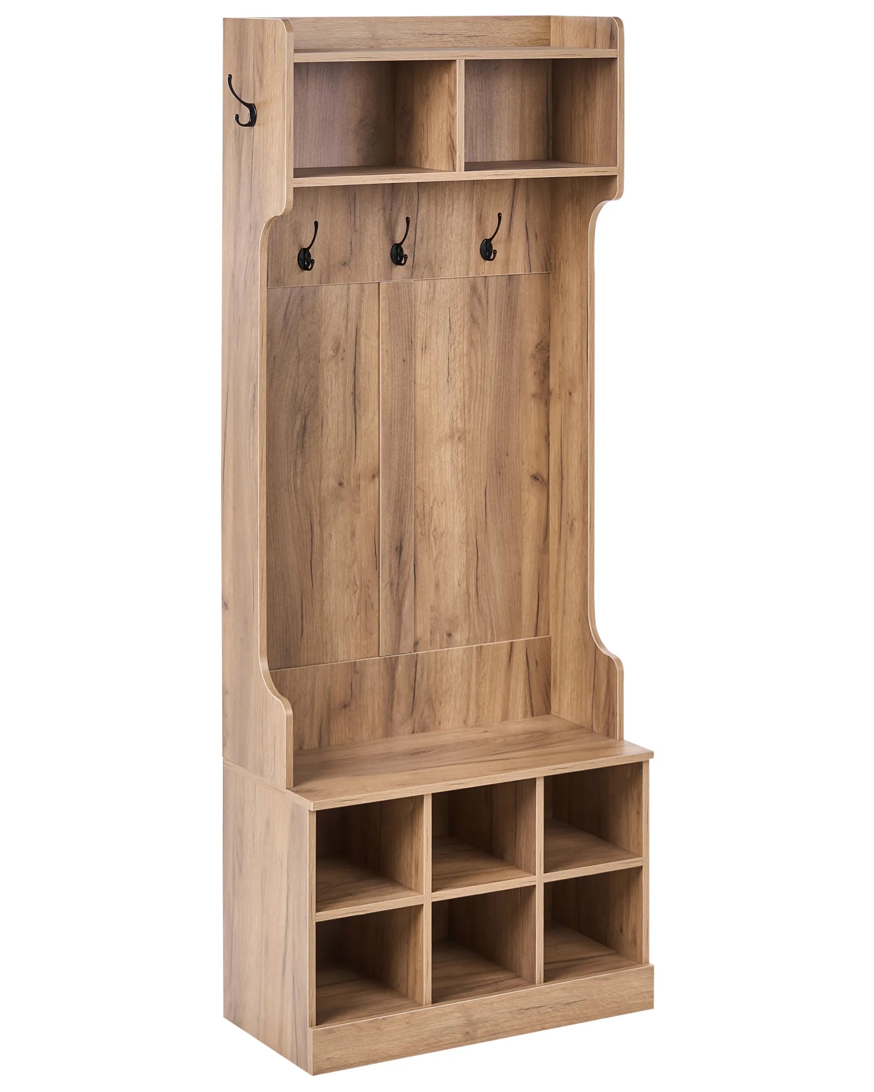 Shoe Storage with Coat Rack GINDAGAI Light Brown