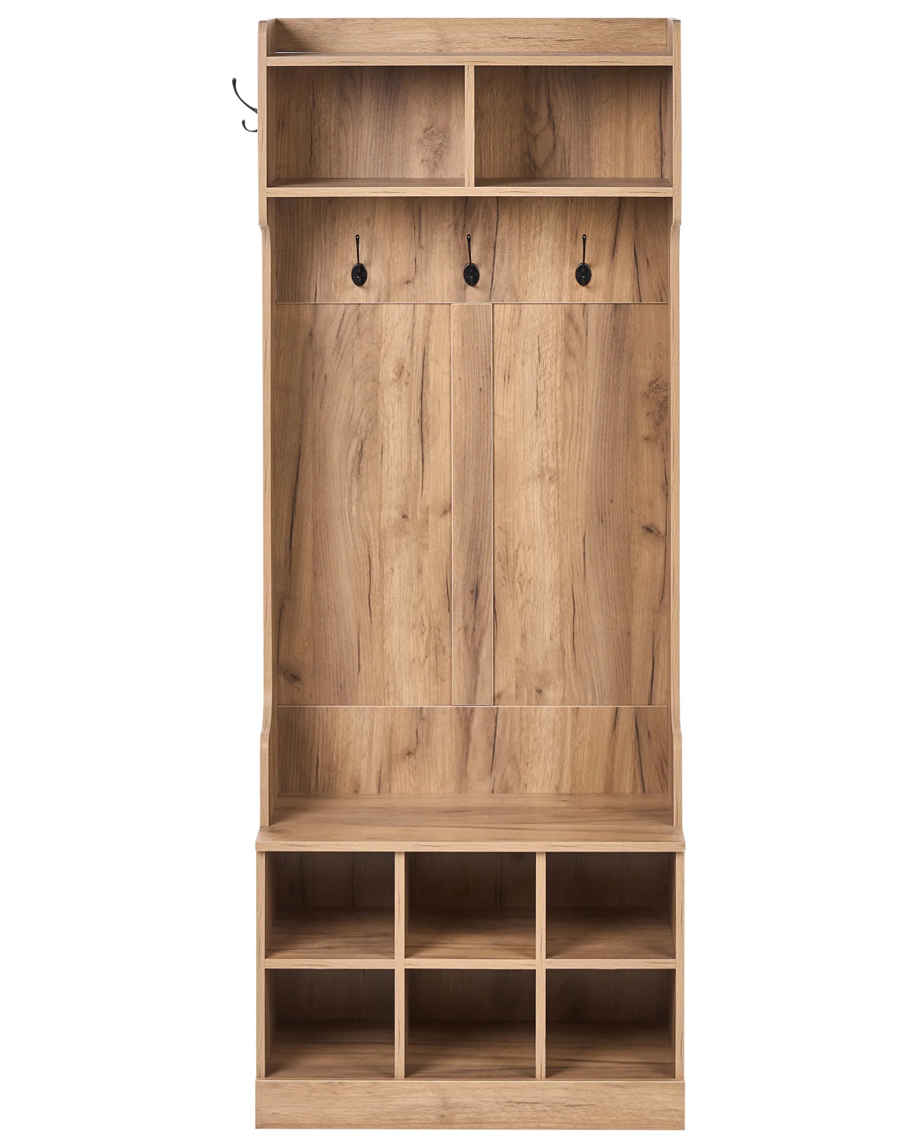 Shoe Storage with Coat Rack GINDAGAI Light Brown