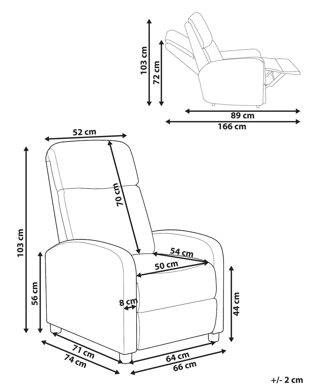 Recliner Chair EMINENCE Faux Linen Dark Grey