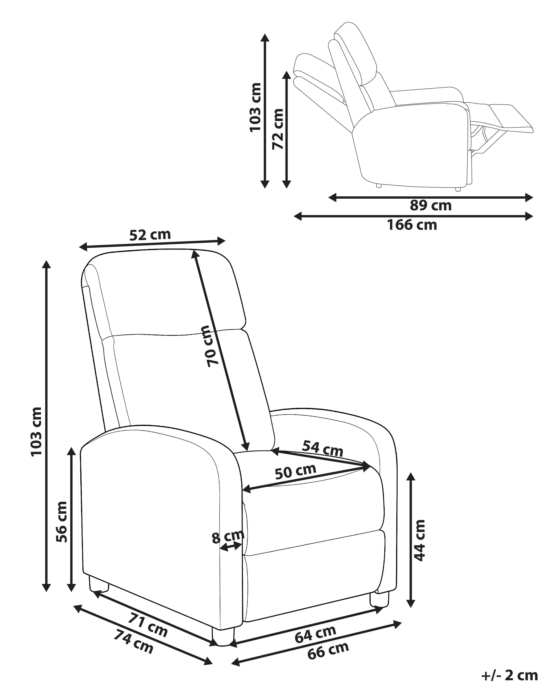 Recliner Chair EMINENCE Faux Linen Dark Grey