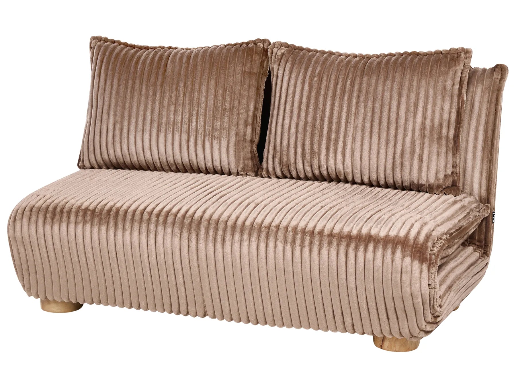 Sofa Bed 2 Seater ABISKO Corduroy Light Brown