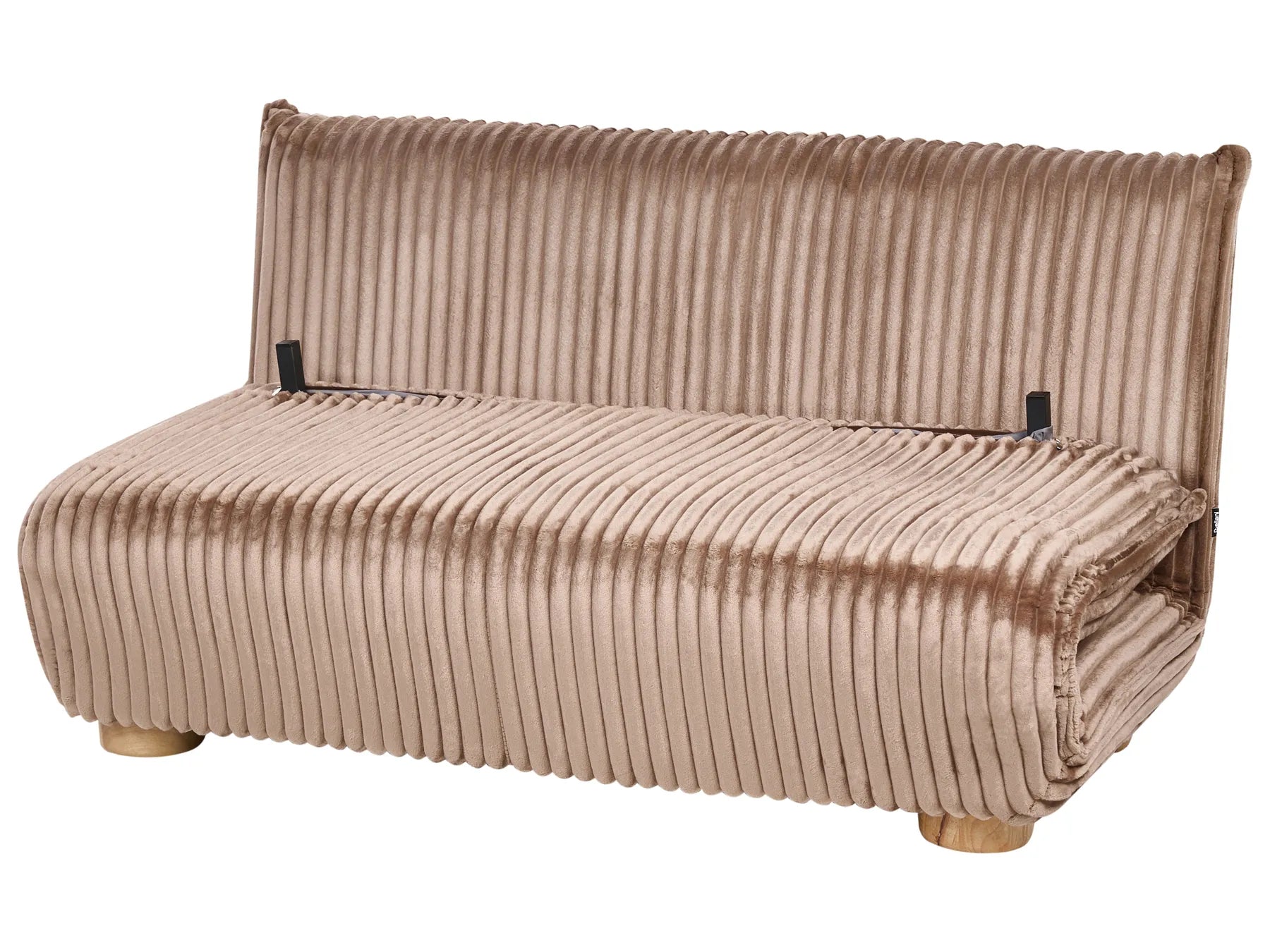 Sofa Bed 2 Seater ABISKO Corduroy Light Brown