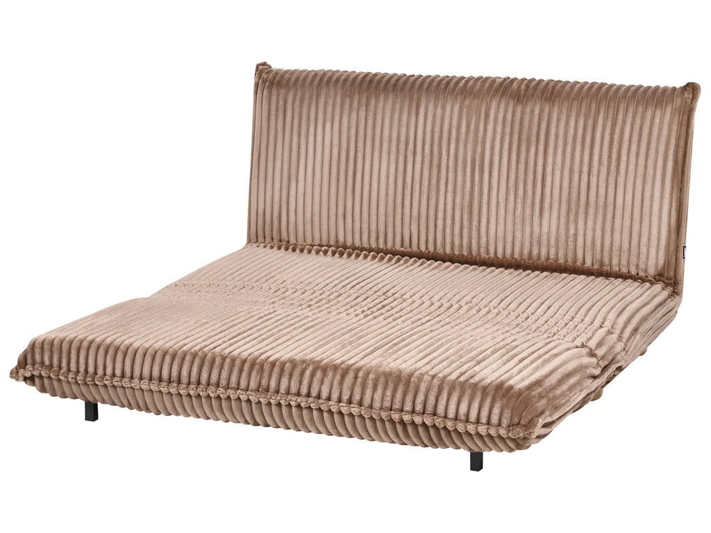 Sofa Bed 2 Seater ABISKO Corduroy Light Brown