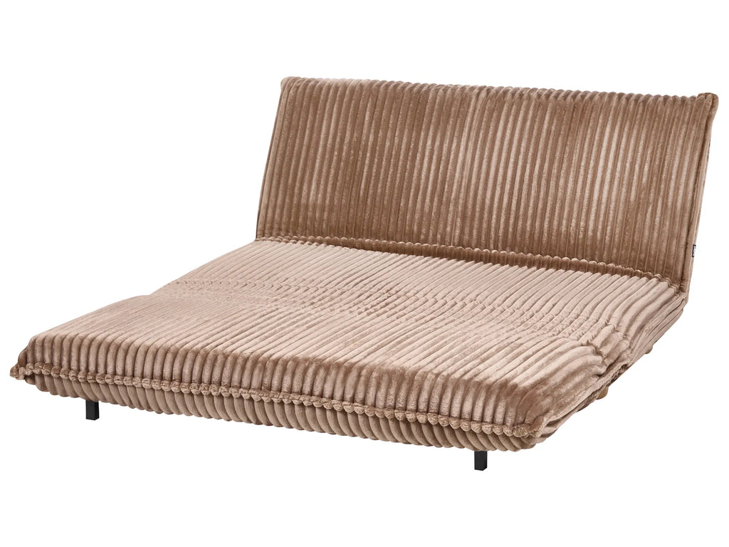 Sofa Bed 2 Seater ABISKO Corduroy Light Brown