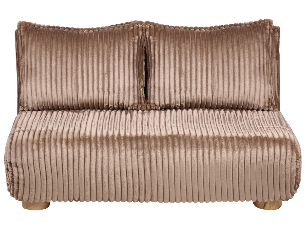 Sofa Bed 2 Seater ABISKO Corduroy Light Brown