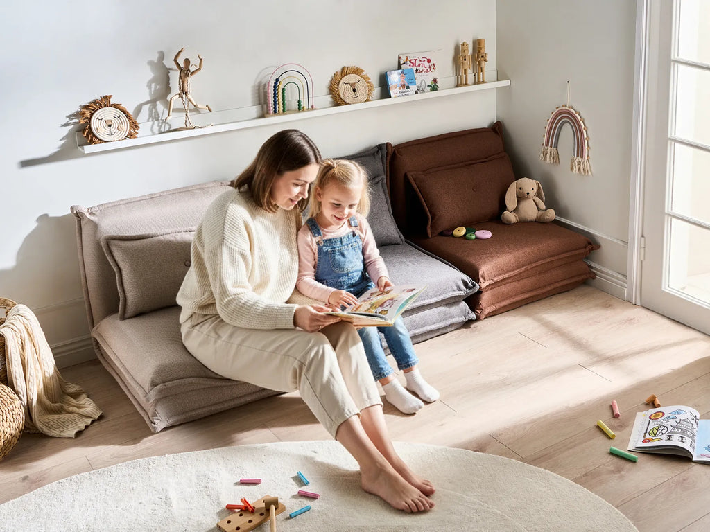 Single Sofa Bed DELLEN Fabric Off-White