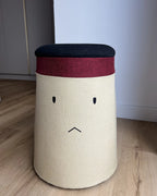 Kids Storage Pouffe SAMURAI Faux Linen Beige
