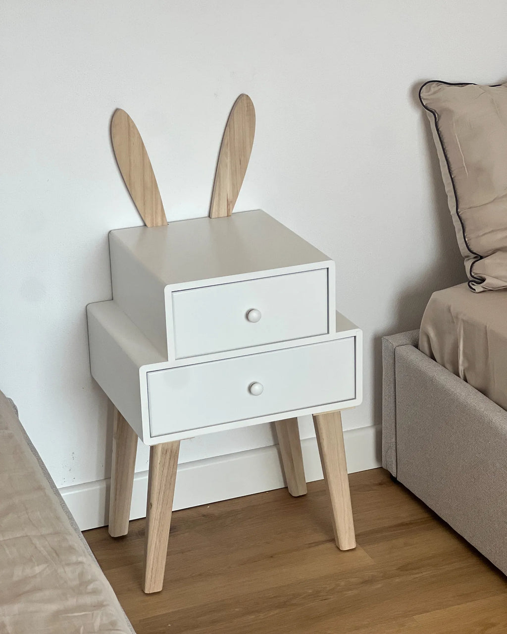 2 Drawer Bedside Table BANKS White