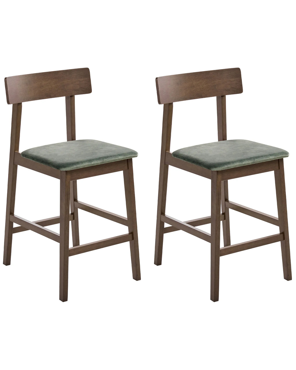 Set of 2 Bar Chairs ISANTI Wood Dark Brown/ Green