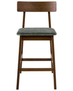 Set of 2 Bar Chairs ISANTI Wood Dark Brown/ Green