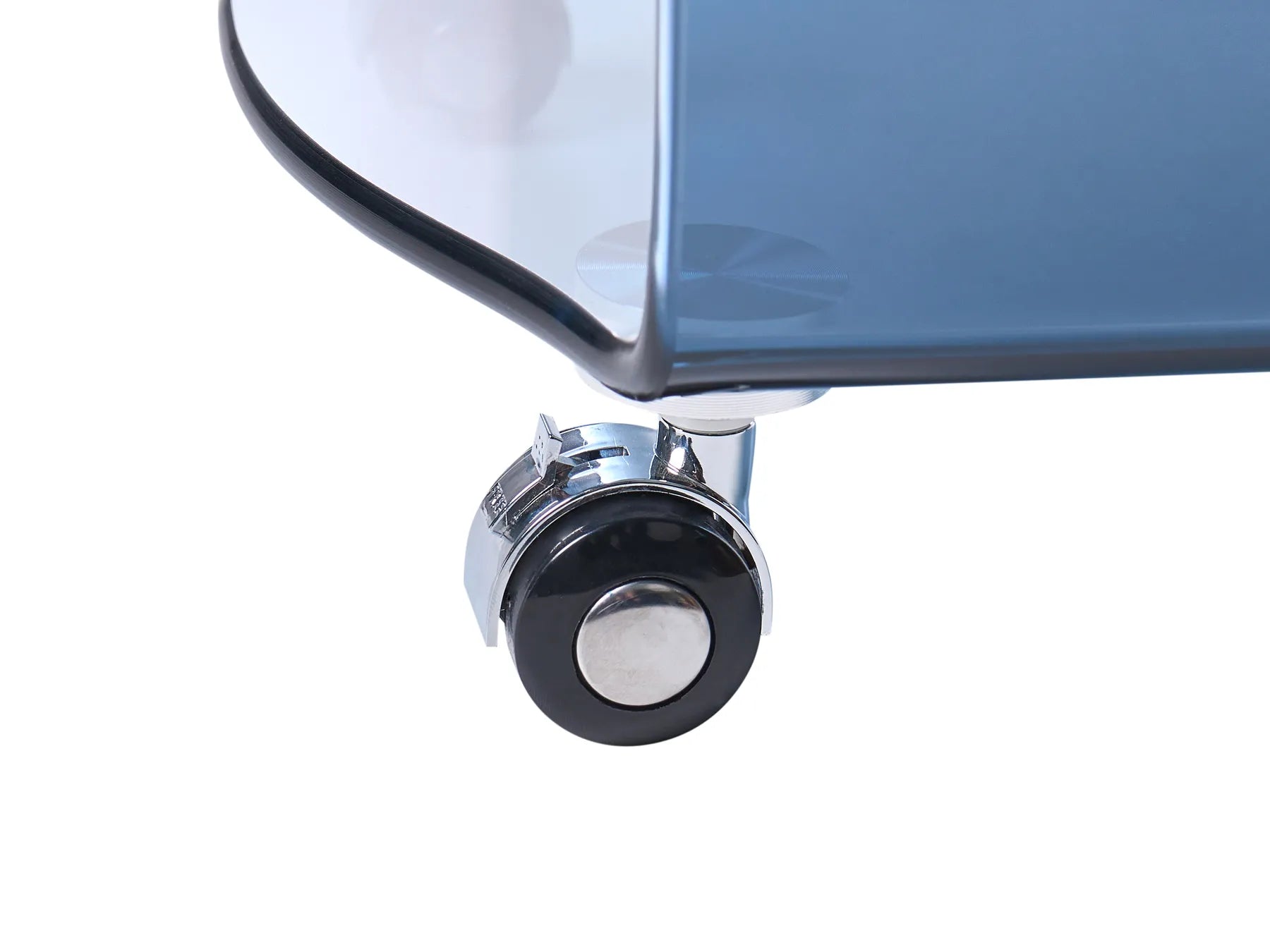 Side Table MINTO Tempered Glass Blue with Wheels