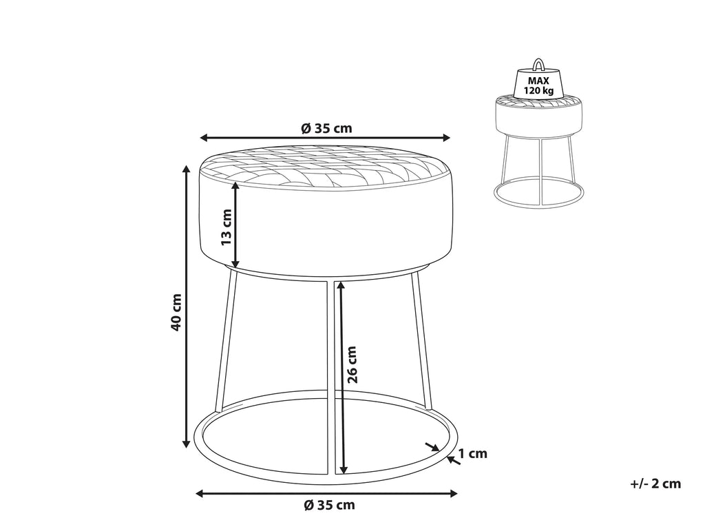 Footstool DELCO Velvet Off-White