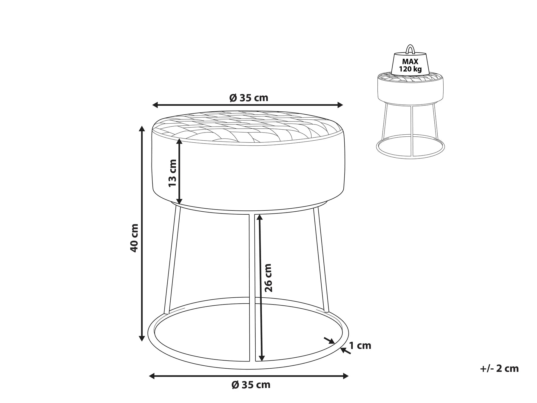Footstool DELCO Velvet Off-White