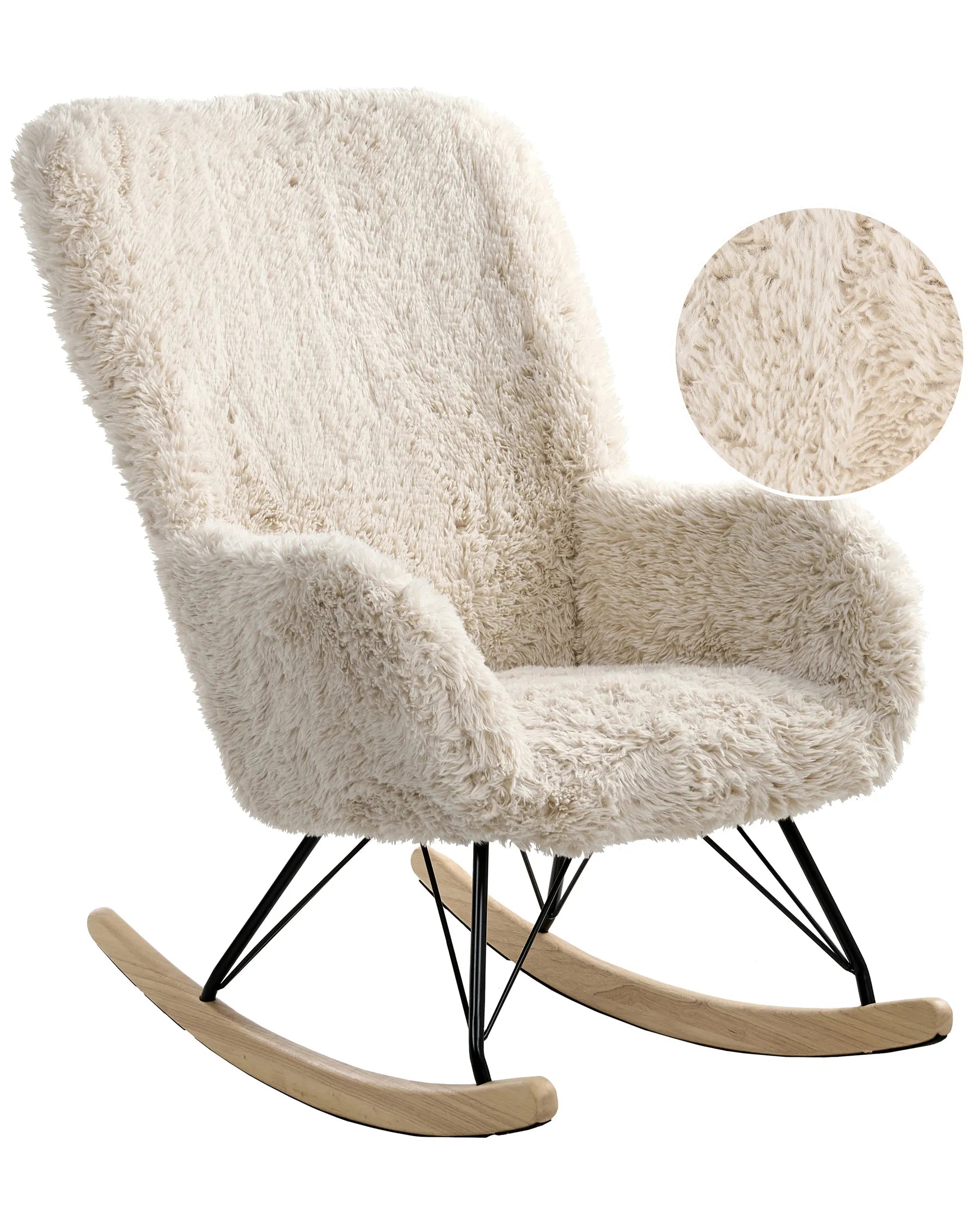 Rocking Chair AKRA Faux Fur Light Beige