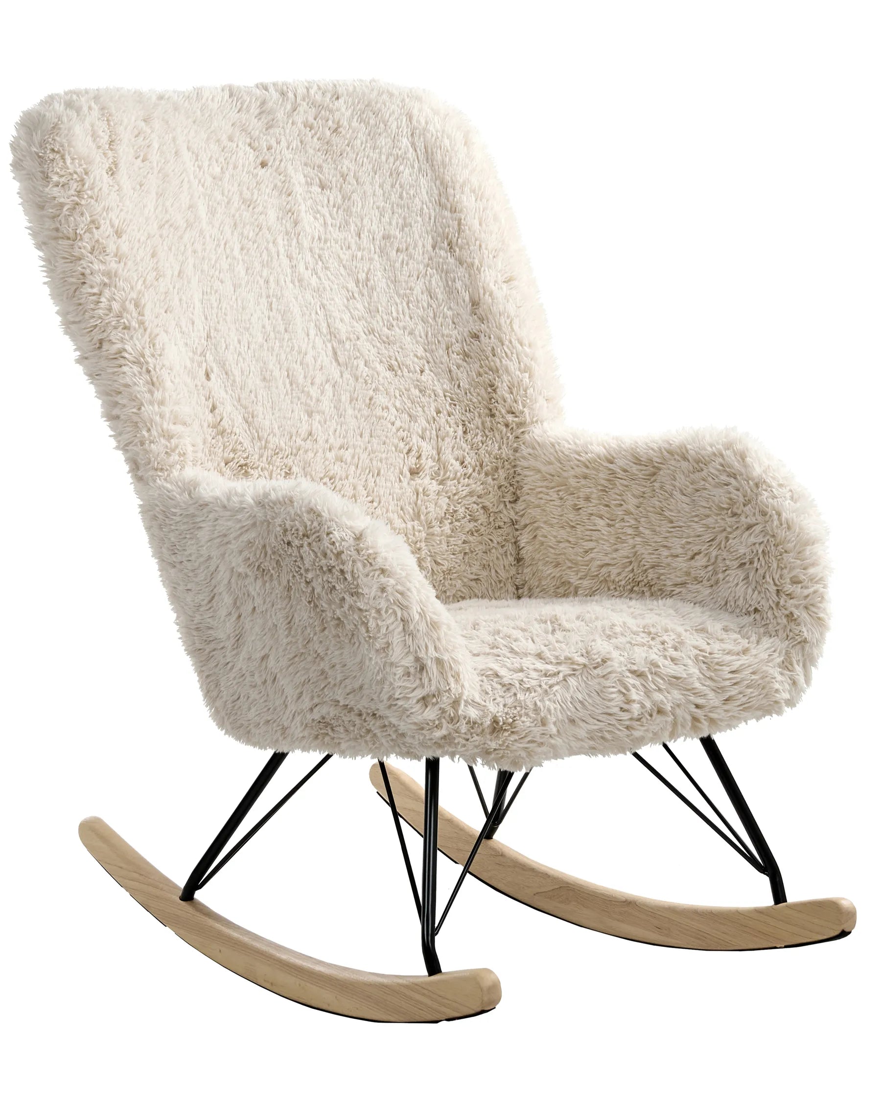 Rocking Chair AKRA Faux Fur Light Beige