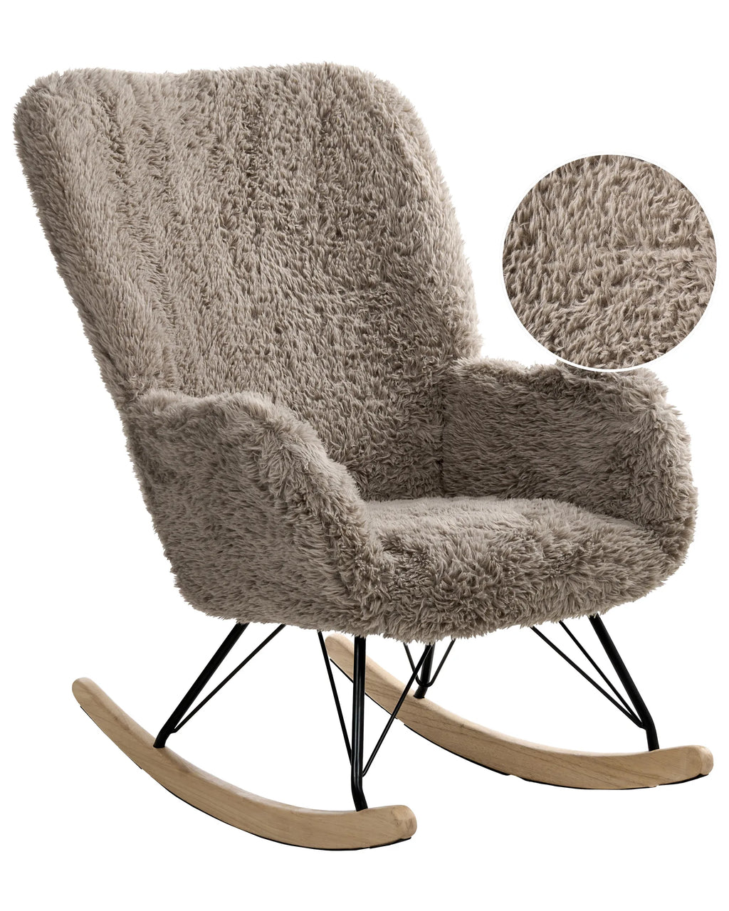 Rocking Chair AKRA Faux Fur Taupe