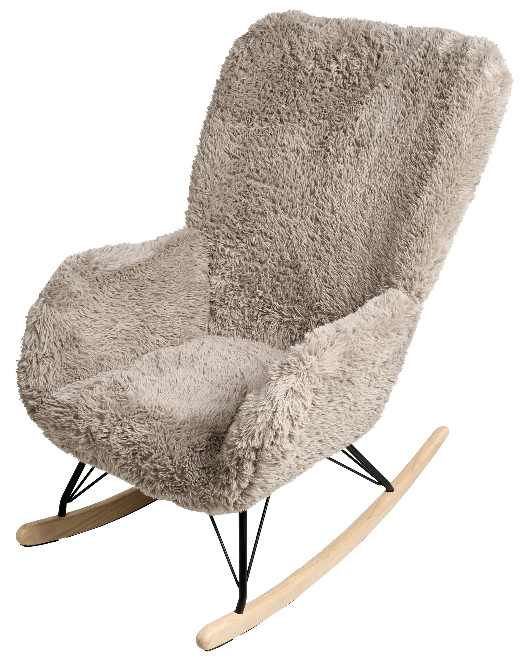 Rocking Chair AKRA Faux Fur Taupe