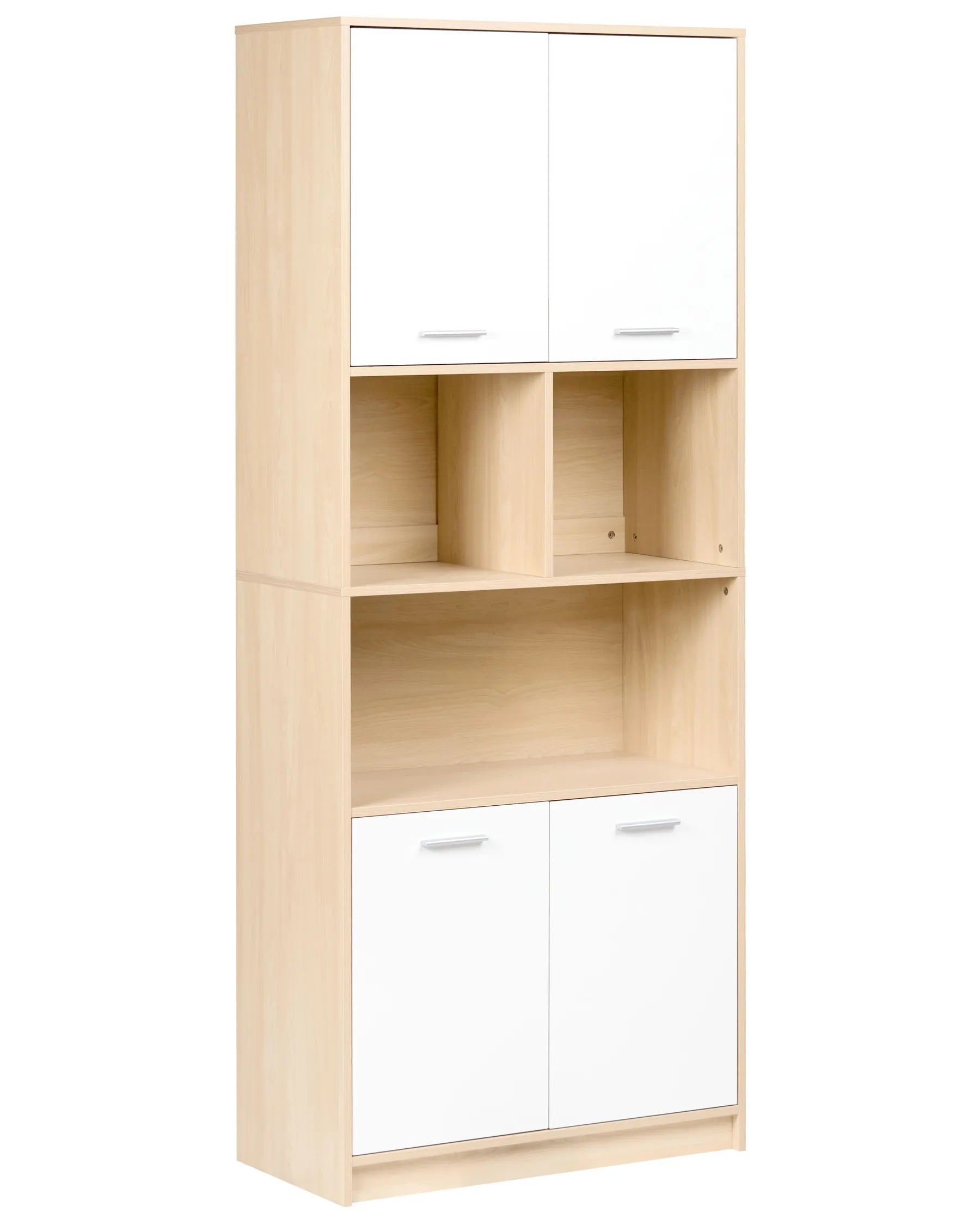 4 Door Bookcase ZEHNA Light Brown/ White
