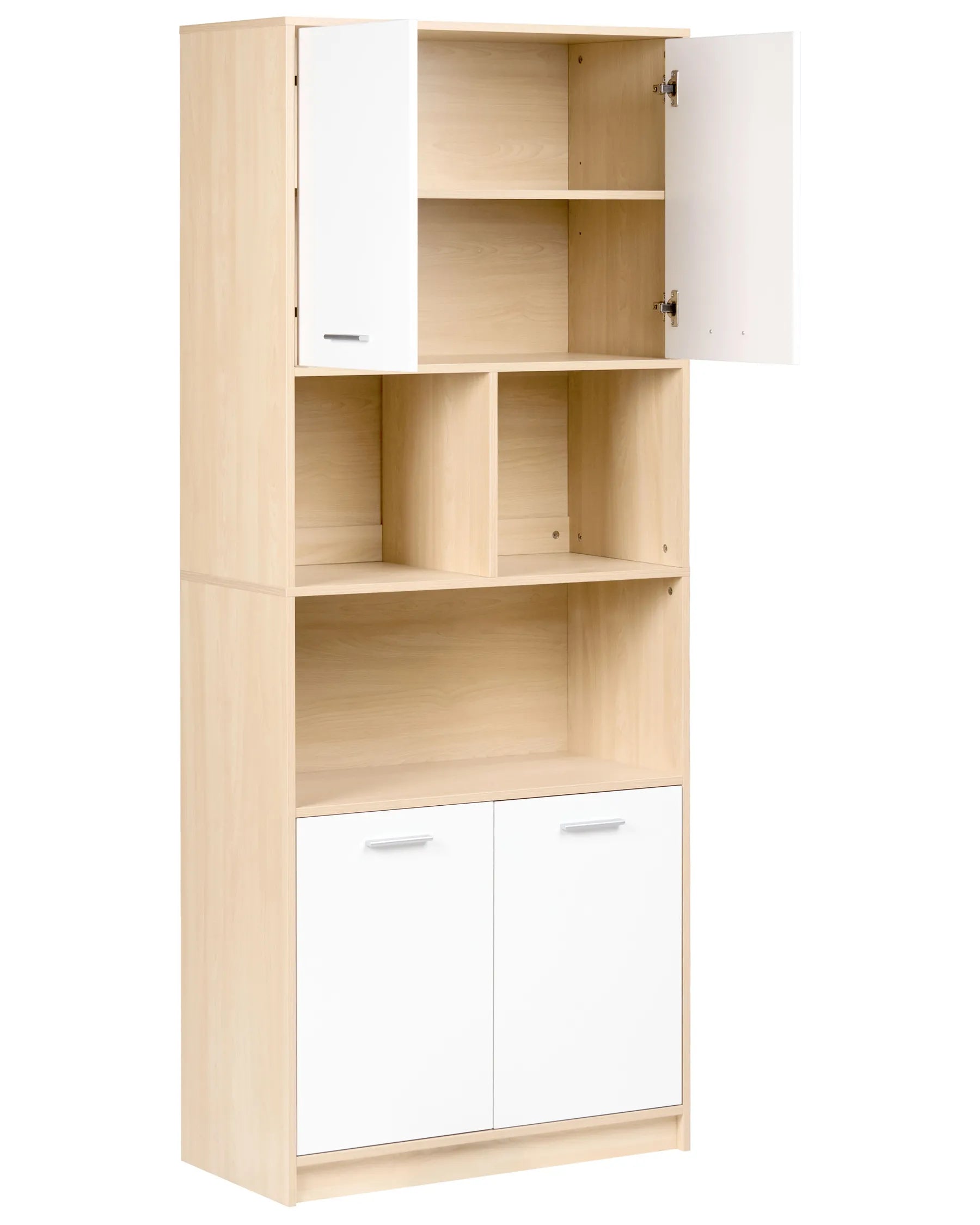 4 Door Bookcase ZEHNA Light Brown/ White