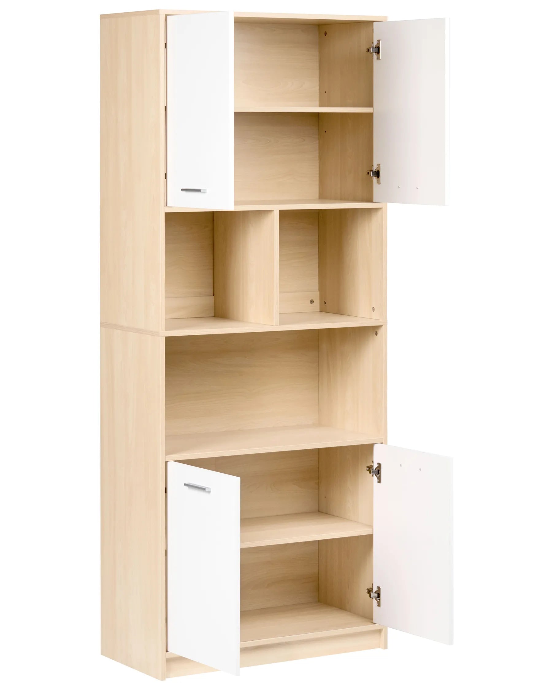 4 Door Bookcase ZEHNA Light Brown/ White