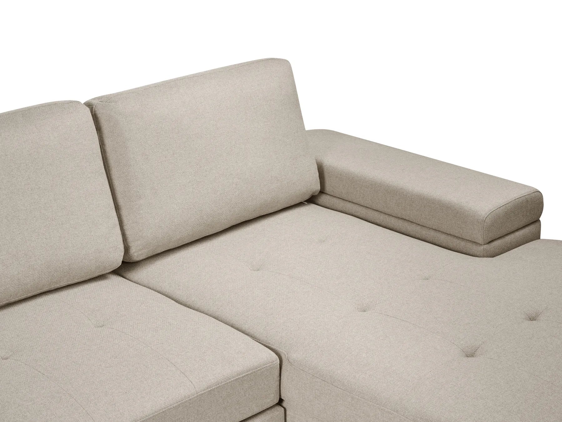 Corner Sofa Bed 3 Seater HRISEY Faux Linen Beige Left Hand