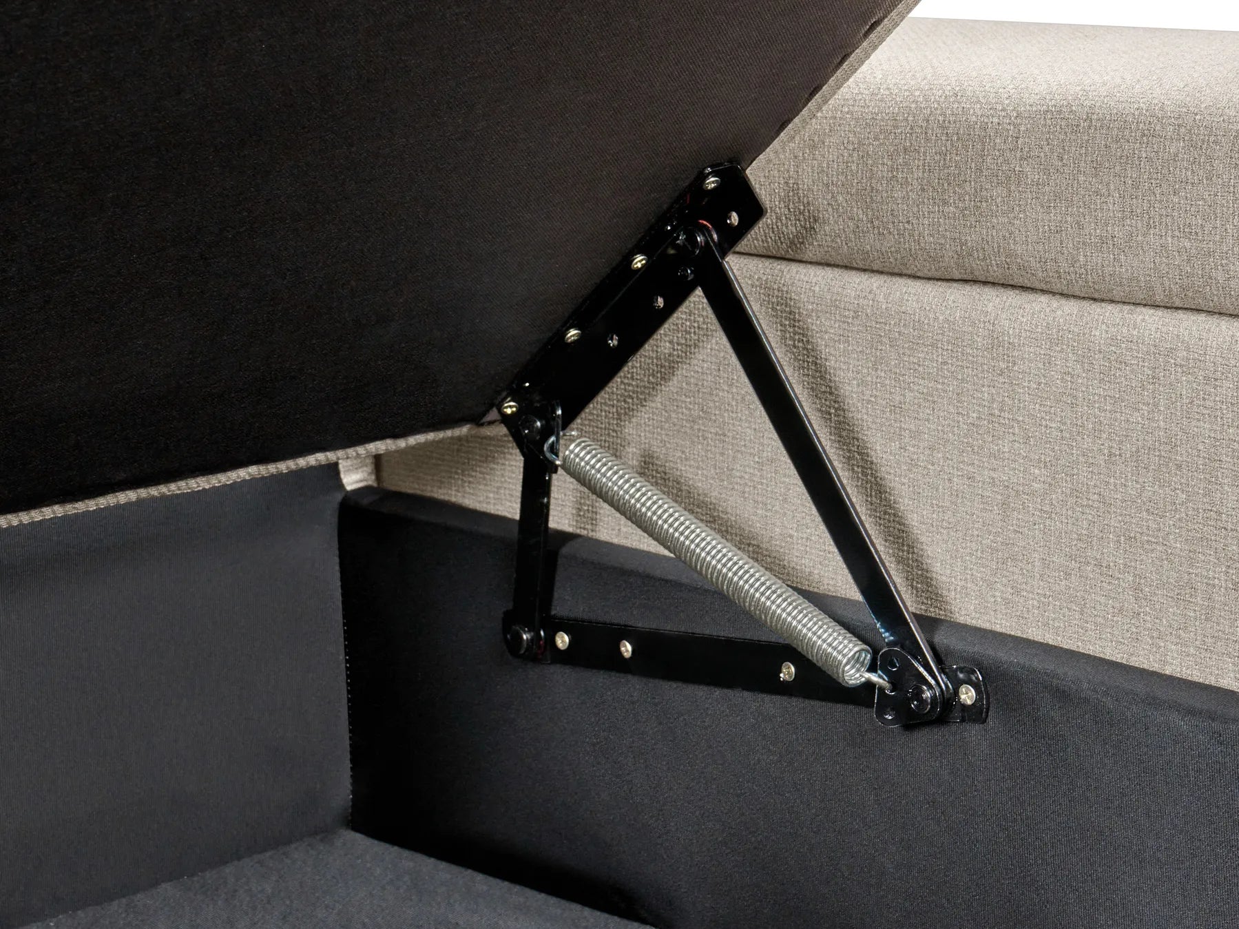 Corner Sofa Bed 3 Seater HRISEY Faux Linen Beige Left Hand