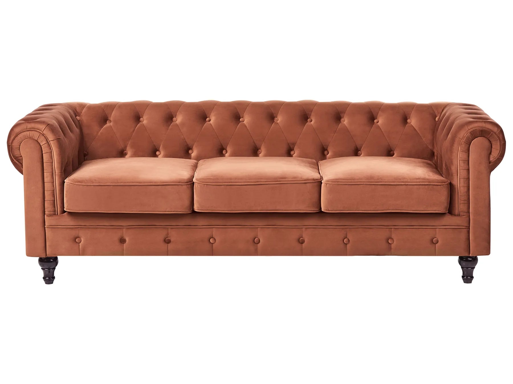 Sofa 3 Seater CHESTERFIELD Velvet Golden Brown