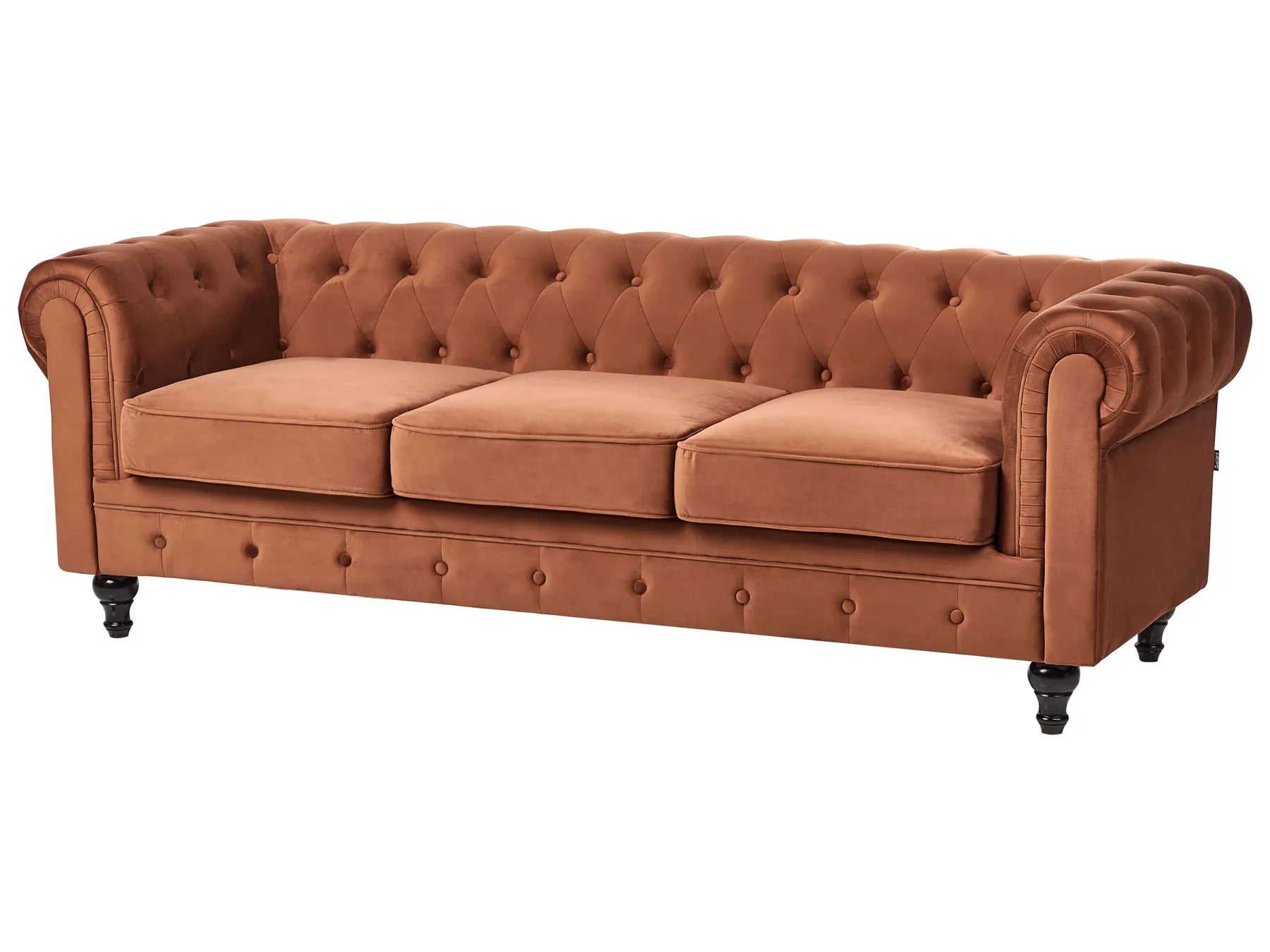 Sofa 3 Seater CHESTERFIELD Velvet Golden Brown