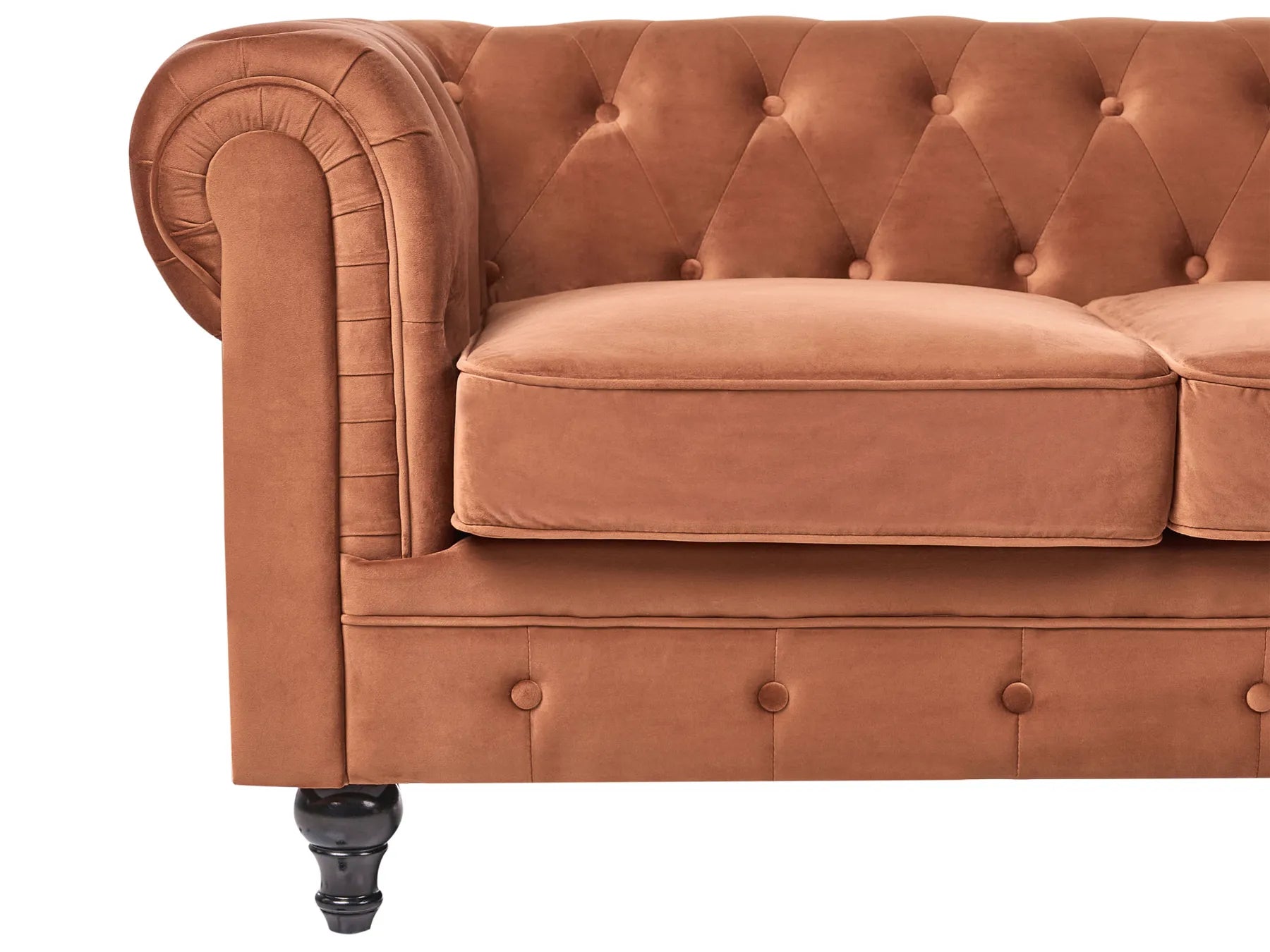 Sofa 3 Seater CHESTERFIELD Velvet Golden Brown