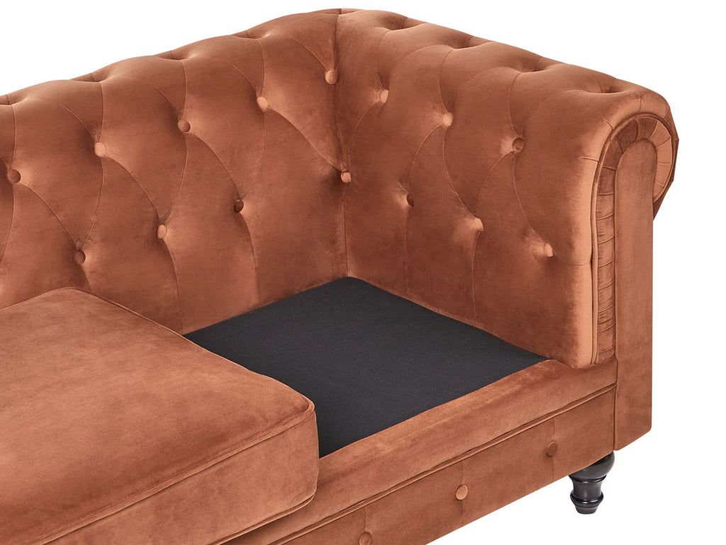Sofa 3 Seater CHESTERFIELD Velvet Golden Brown