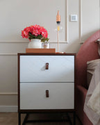 2 Drawer Bedside Table NUEVA Dark Brown/ White