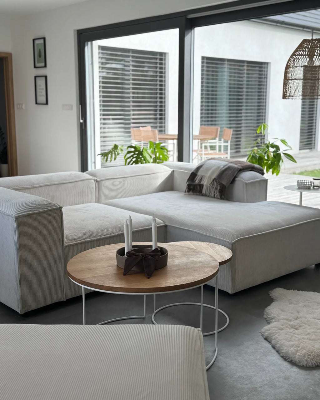 Modular Corner Sofa 3 Seater ARDAL Corduroy Off-White Left Hand