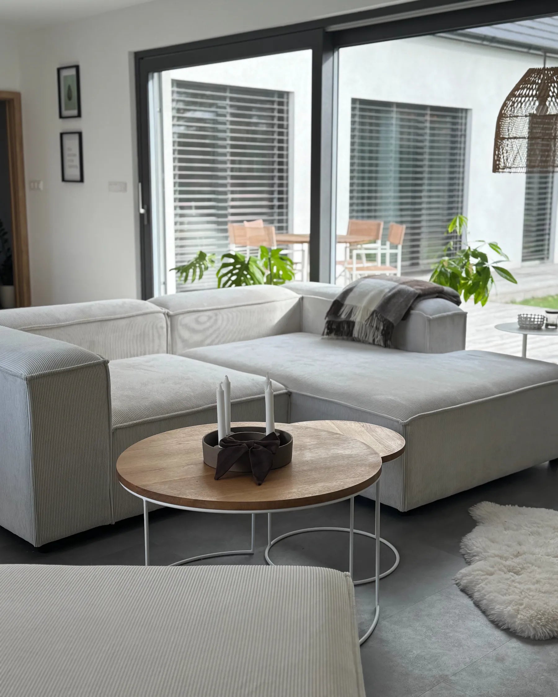 Modular Corner Sofa 3 Seater ARDAL Corduroy Off-White Left Hand