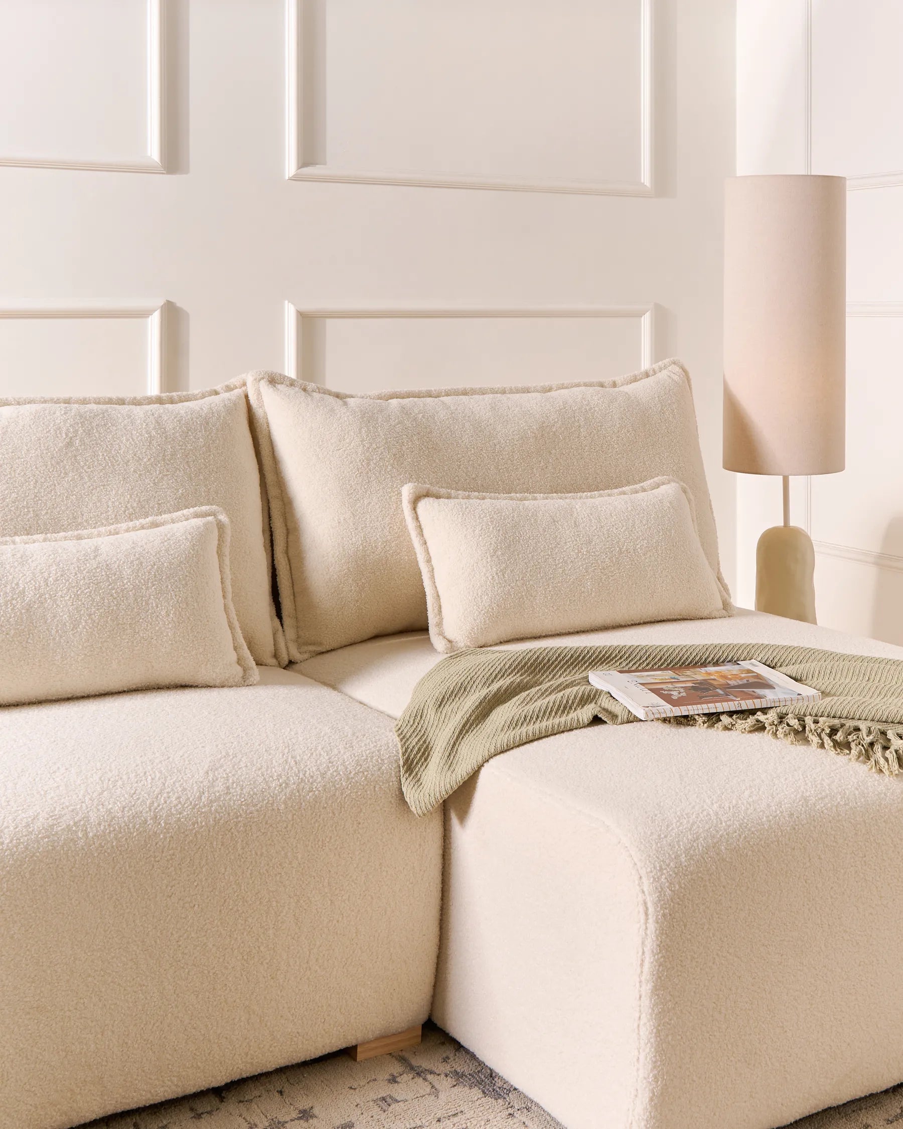 Modular Corner Sofa NERBO Boucle Off-White Left Hand