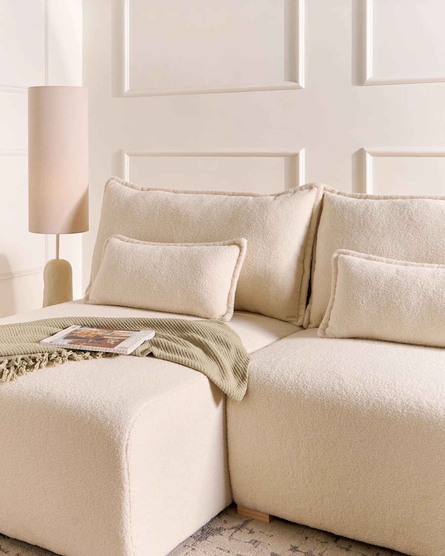 Modular Corner Sofa NERBO Boucle Off-White Right Hand