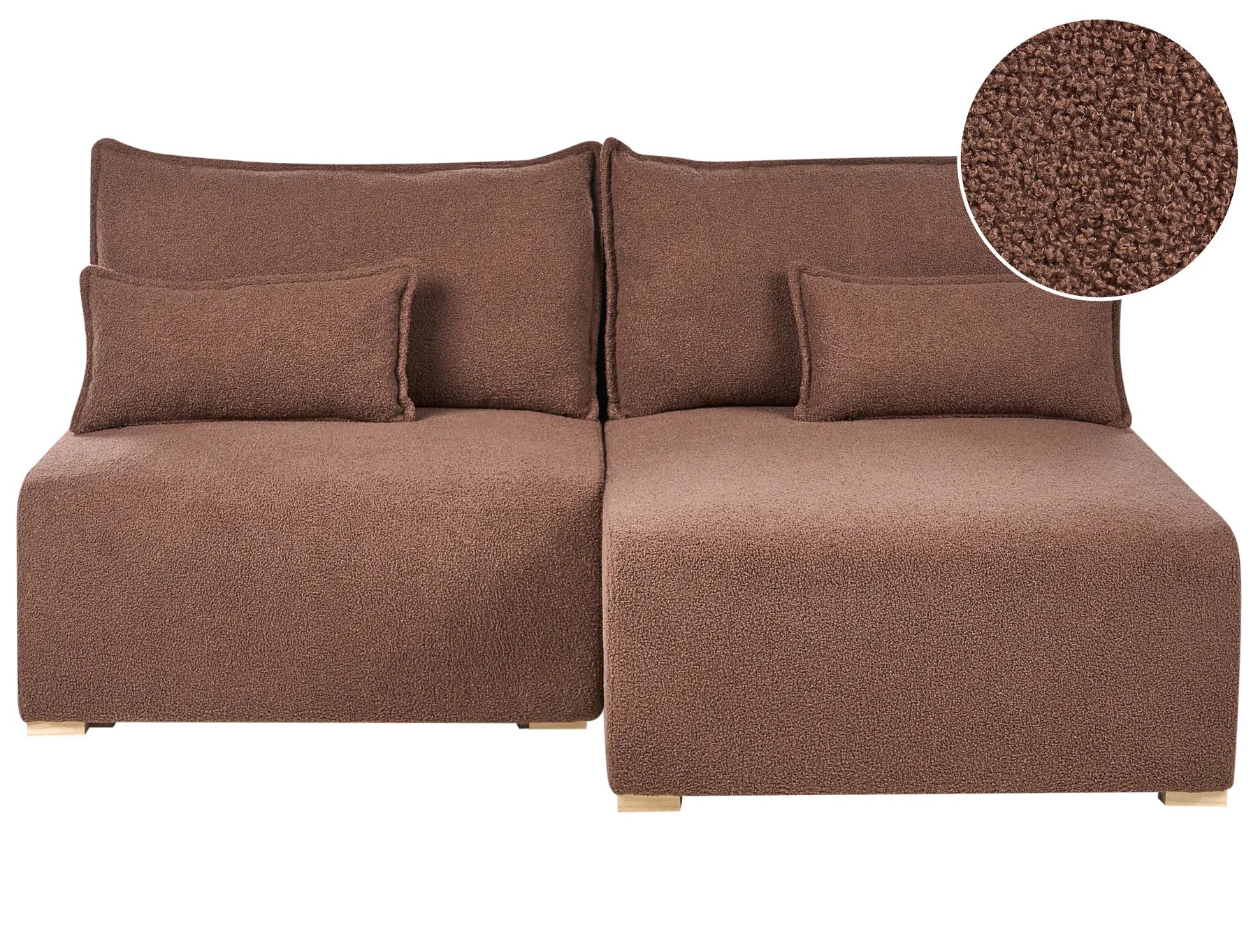Modular Corner Sofa NERBO Boucle Brown Left Hand