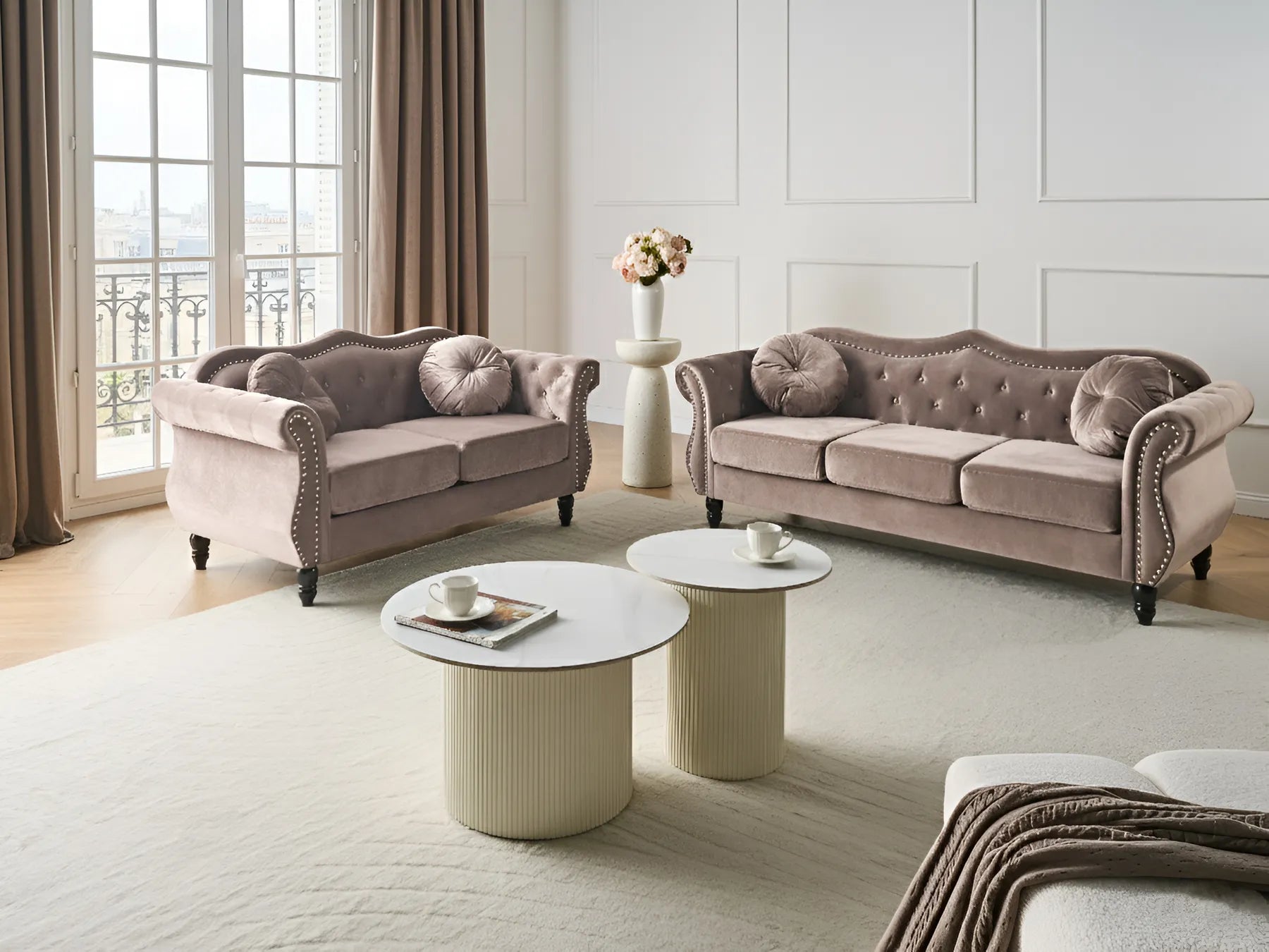 Sofa 2 Seater SKIEN Velvet Taupe