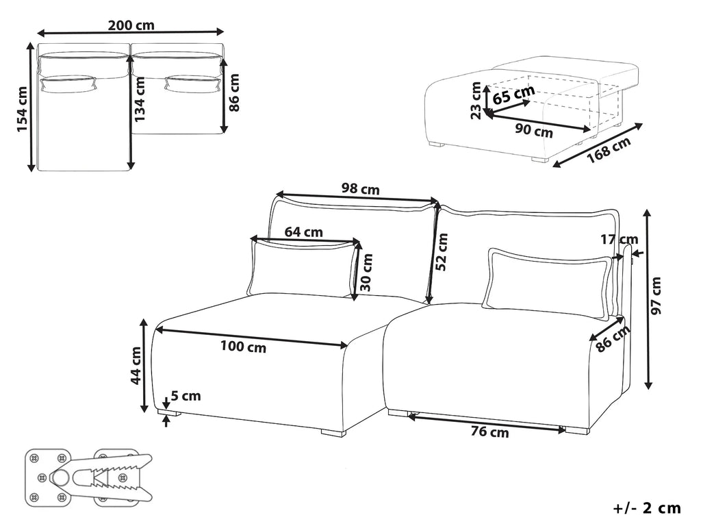 Modular Corner Sofa NERBO Boucle Brown Right Hand