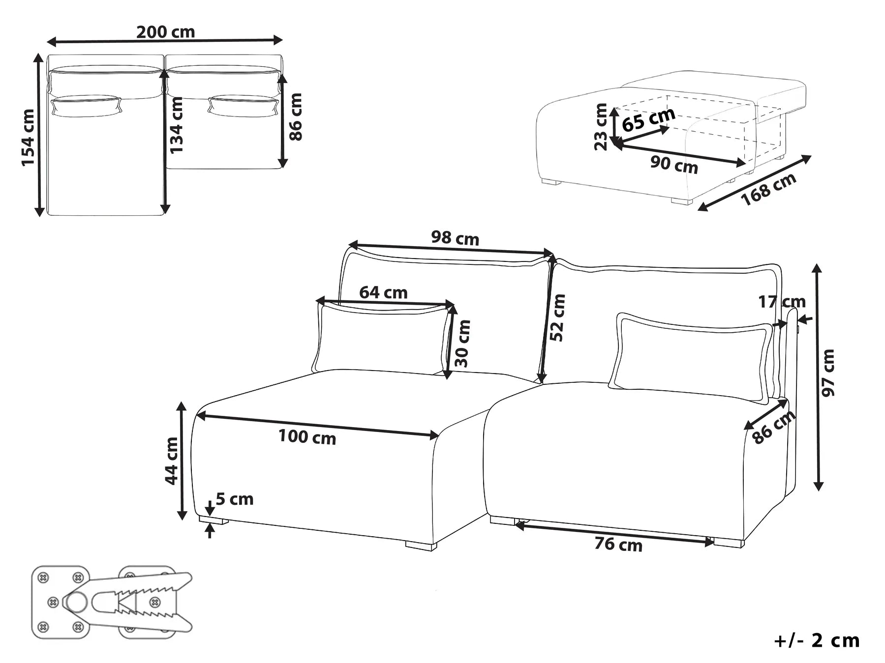 Modular Corner Sofa NERBO Boucle Brown Right Hand