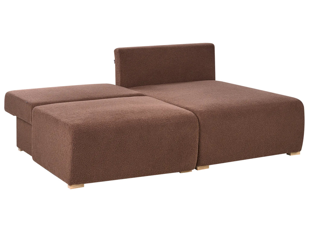 Modular Corner Sofa NERBO Boucle Brown Left Hand