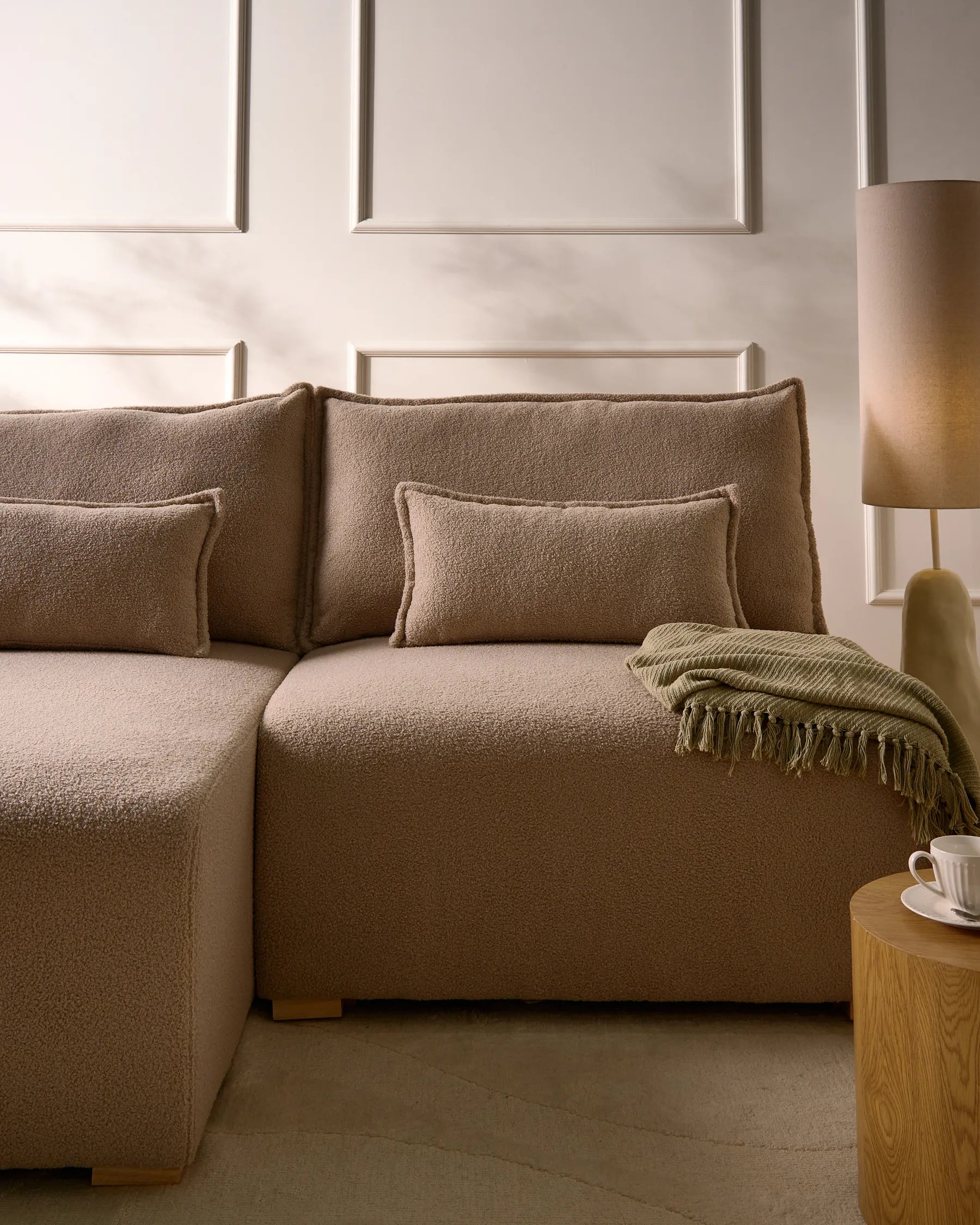 Modular Corner Sofa NERBO Boucle Beige Right Hand