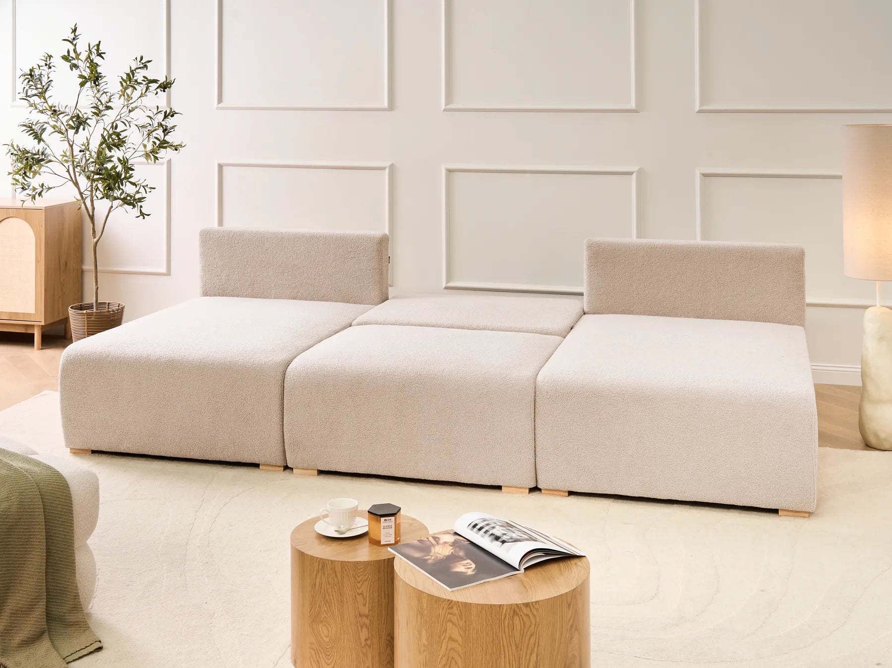 Modular U-Shape Sofa NERBO Boucle Beige