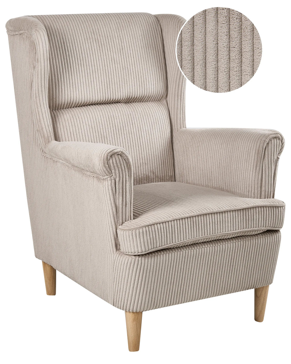 Wingback Chair ABSON Corduroy Beige