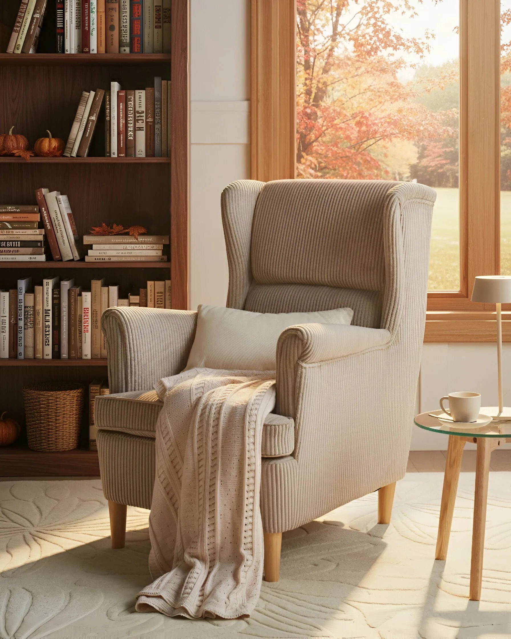 Wingback Chair ABSON Corduroy Beige