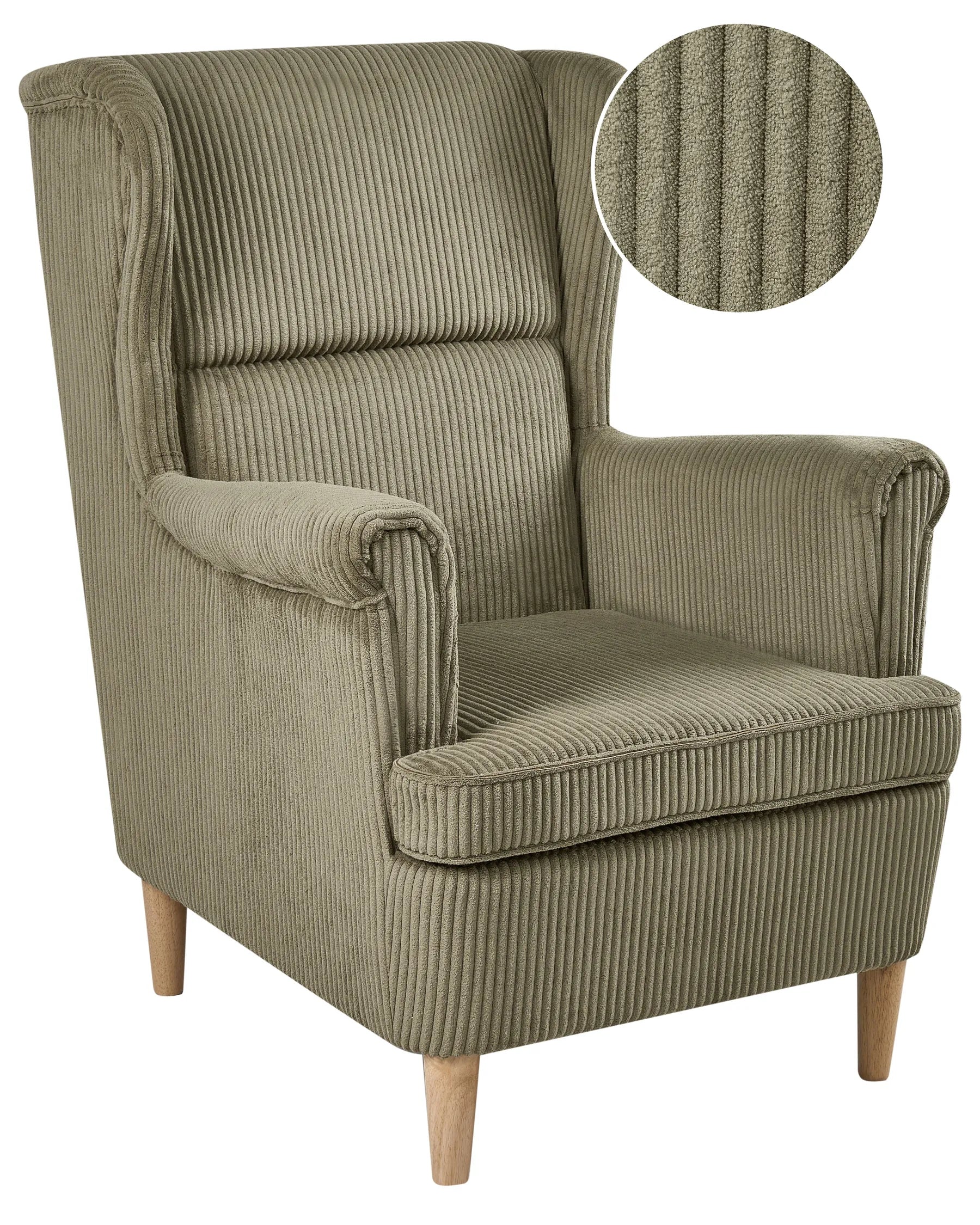Wingback Chair ABSON Corduroy Green