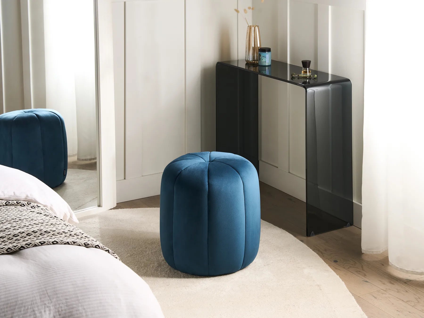 Pouffe SELBY Velvet Blue