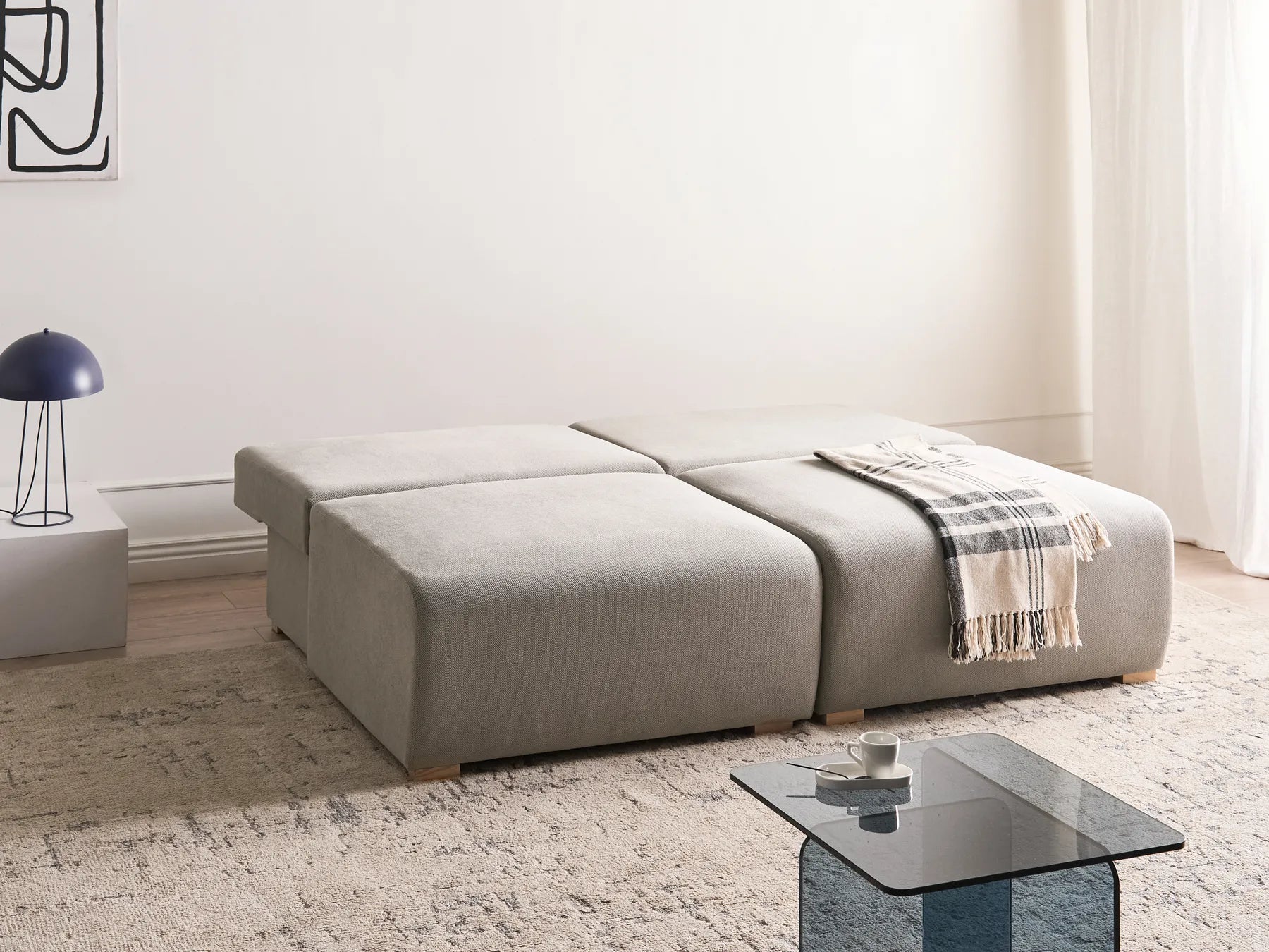 Modular Sofa 3 Seater NERBO Fabric Grey