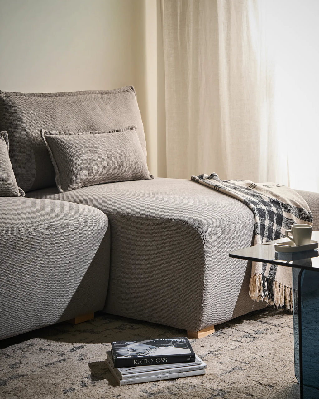 Modular Corner Sofa NERBO Fabric Grey Left Hand